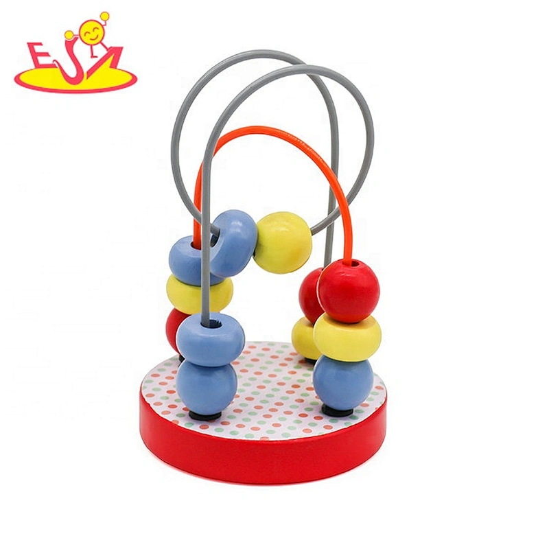 Customize colored mini wooden wire bead maze toys for baby W11B261