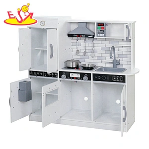 On sale pretend wooden white kitchen set toys for children W10C479B