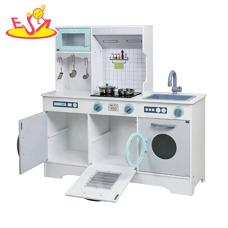 2020 New released kids wooden pretend play kitchen toys with electronic function W10C467D