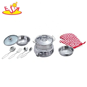 Customize 12 PCS kids stainless steel toy pan set for pretend play M03A012