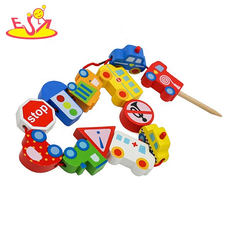 Hot sale educational wooden lacing blocks toy for children W11E159