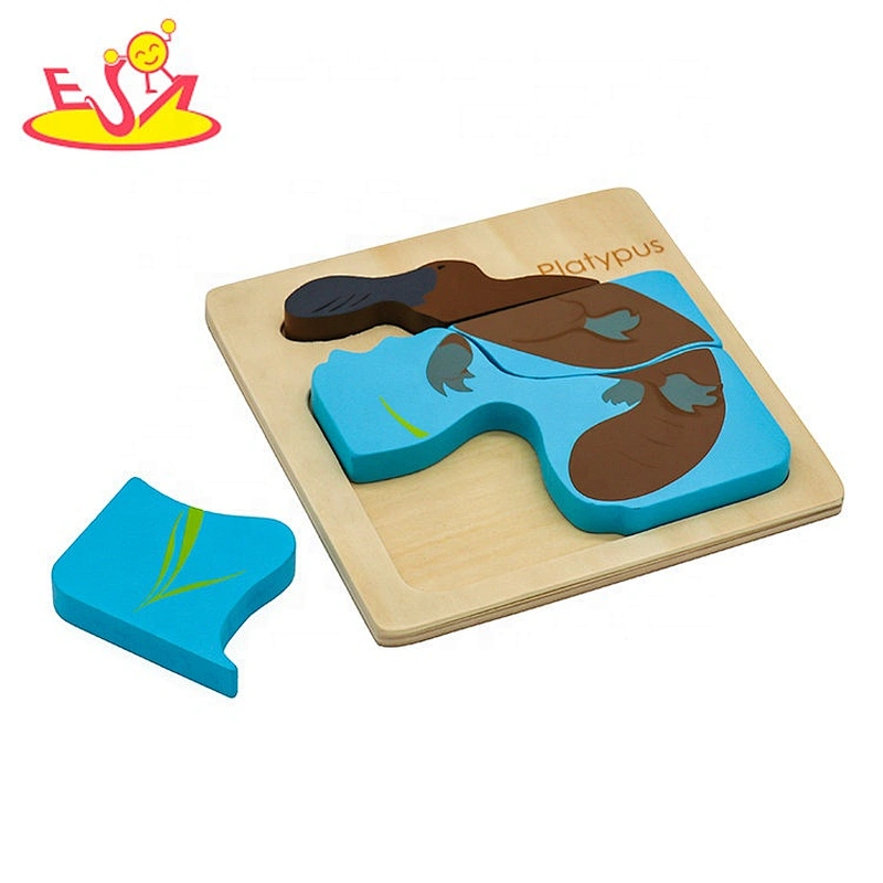 2020 Customize platypus shape wooden animal puzzle for kids W14D117