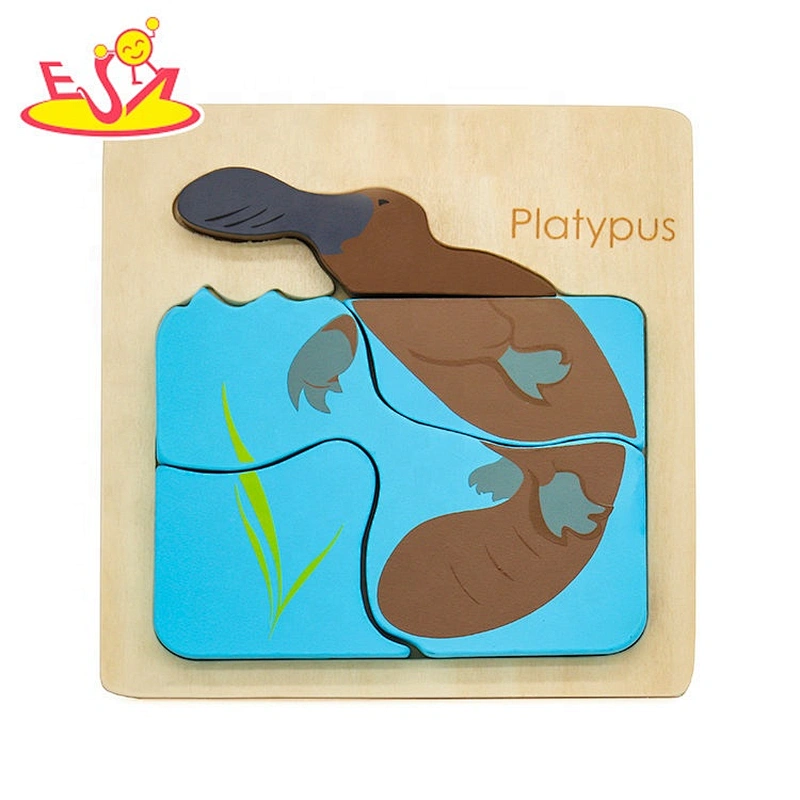 2020 Customize platypus shape wooden animal puzzle for kids W14D117