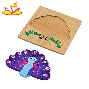 Customize cartoon wooden peacock puzzle toy for children W14D139