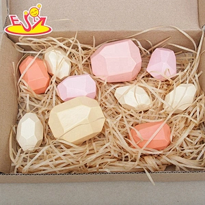 Customize 10PCS stone wooden sensory stacking blocks for kids W13D308