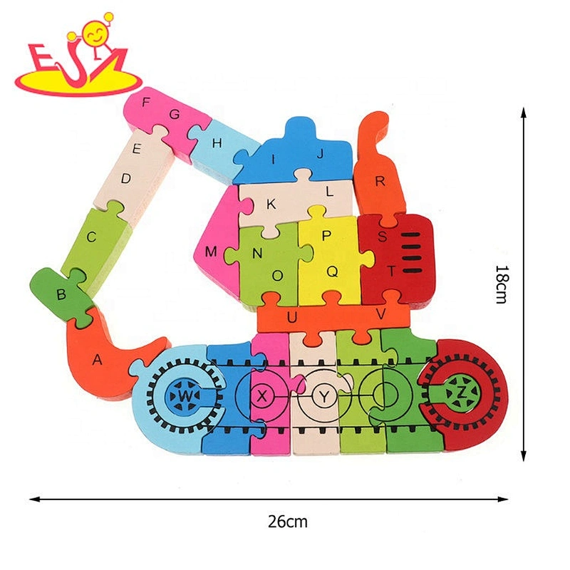 Customize preschool wooden digger jigsaw puzzle for kids W14D125