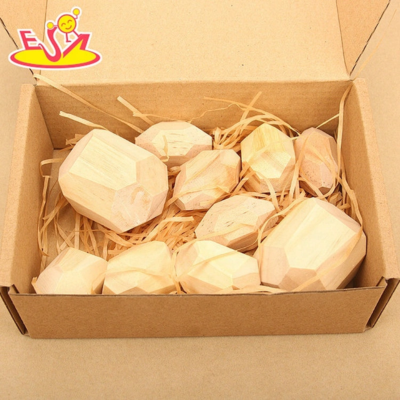 Customize colorful wooden stone stacking blocks for kids W13D309