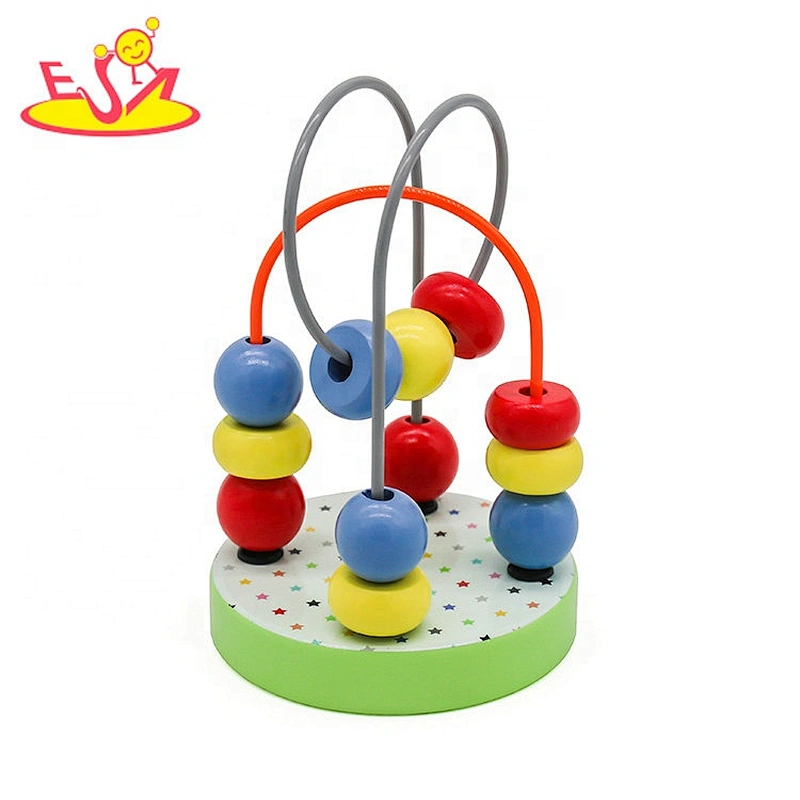 Customize colored mini wooden wire bead maze toys for baby W11B261