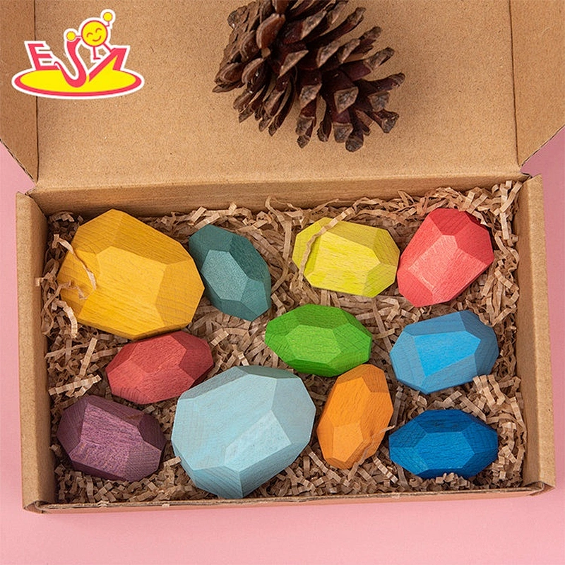 Customize 20PCS stone shape wooden blocks toy for children W13D299