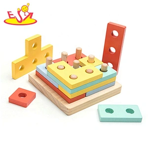 Customize cartoon wooden kids stacking blocks for wholesale W13D263