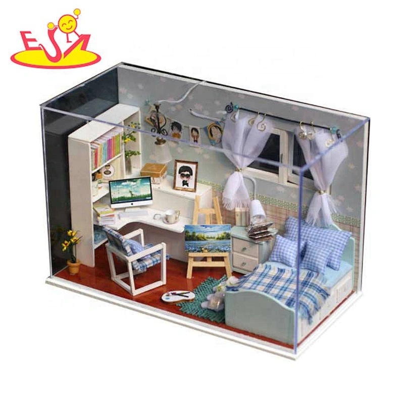 Customize diy wooden miniature doll house for children W06A399