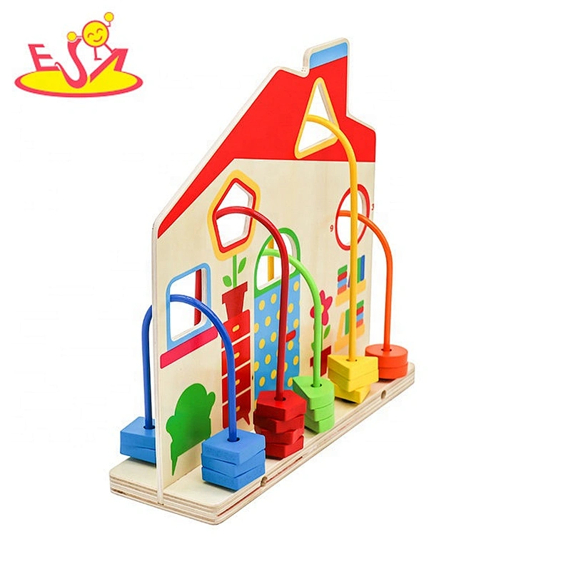 Customize educational wooden activity beads toy for baby W11B268