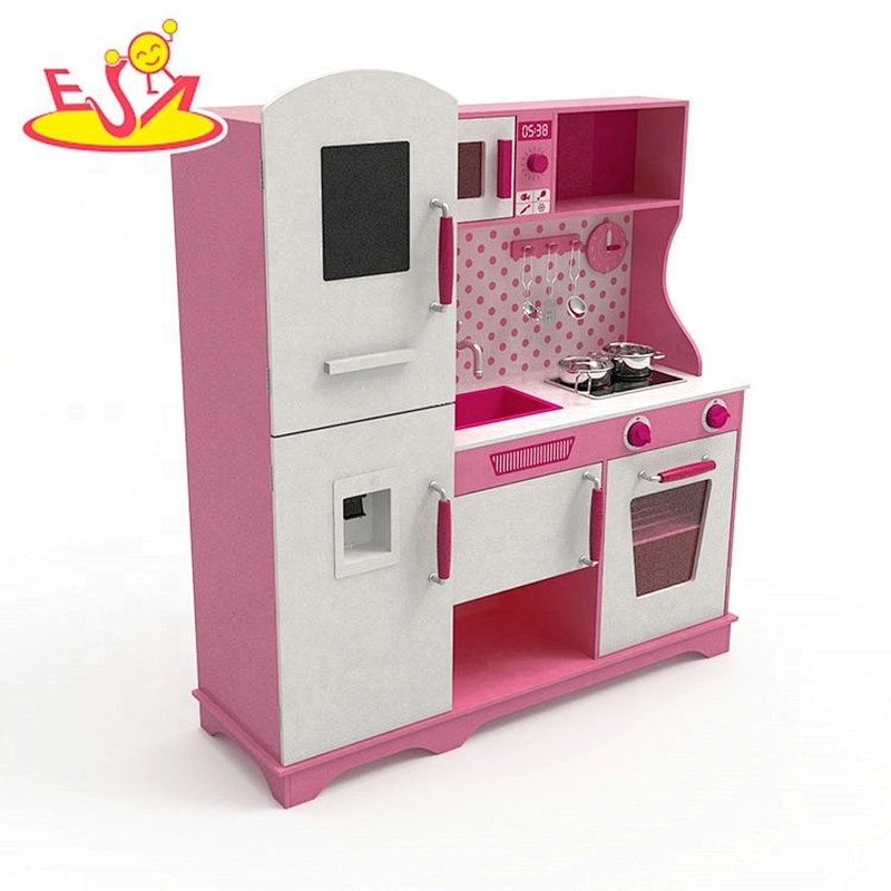Customize multifunction pink wooden kitchen play set for girls W10C597D