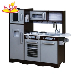 On sale kids brown wooden toy kitchen set for pretend play W10C570