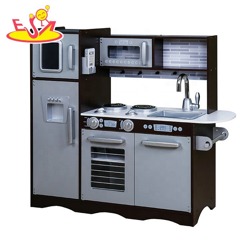 On sale kids brown wooden toy kitchen set for pretend play W10C570