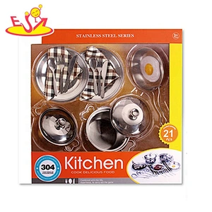 wholesale 10 PCS stainless steel play kitchen pots and pans for children M03A002