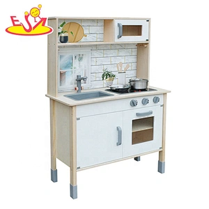 Customize white wooden kitchen toys play set for kids W10C396C
