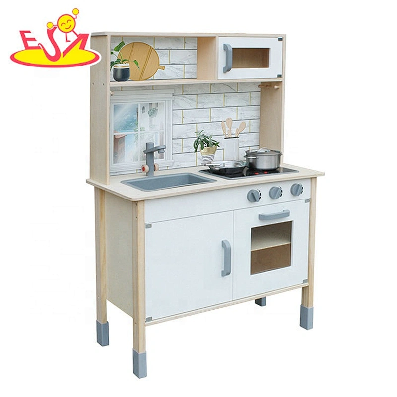 Customize white wooden kitchen toys play set for kids W10C396C