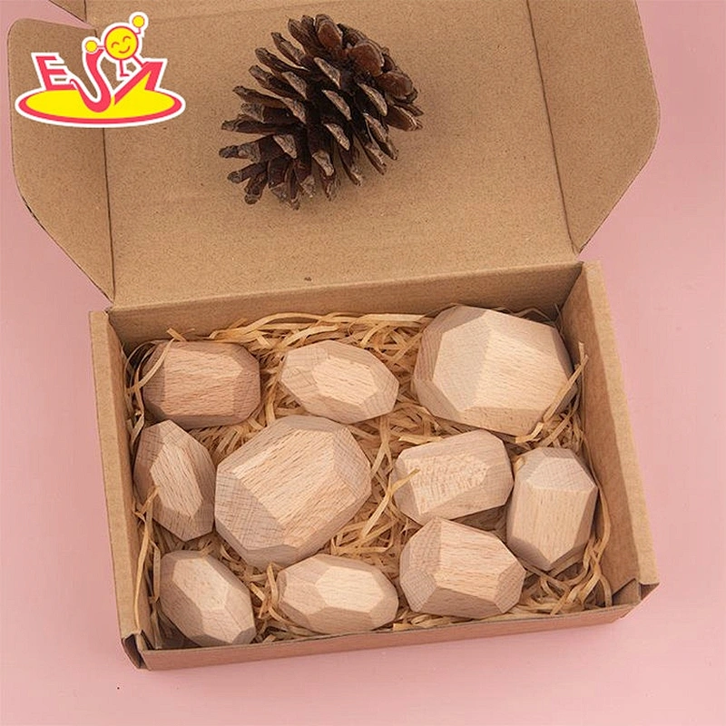 Customize kids natural wooden stone blocks for stacking W13D303