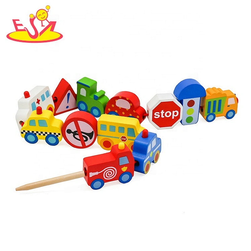 Hot sale educational wooden lacing blocks toy for children W11E159