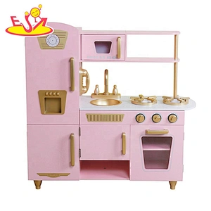 On sale kids brown wooden toy kitchen set for pretend play W10C570