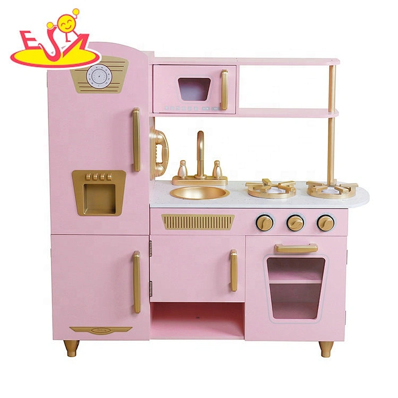 On sale kids brown wooden toy kitchen set for pretend play W10C570