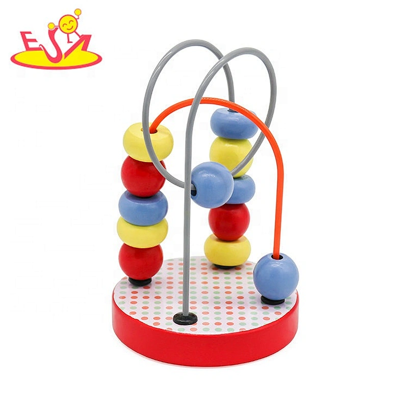 Customize colored mini wooden wire bead maze toys for baby W11B261