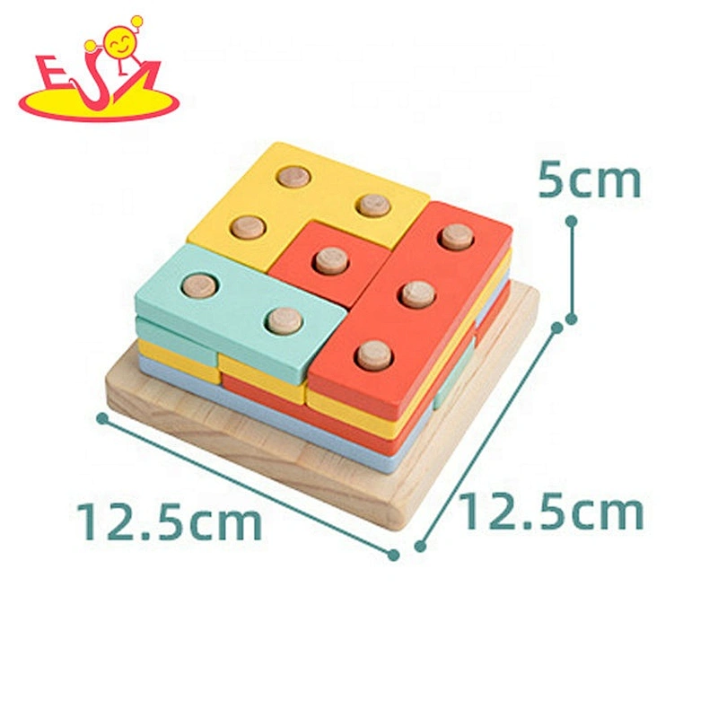 Customize colored wooden geometric shape blocks for kids W13D265