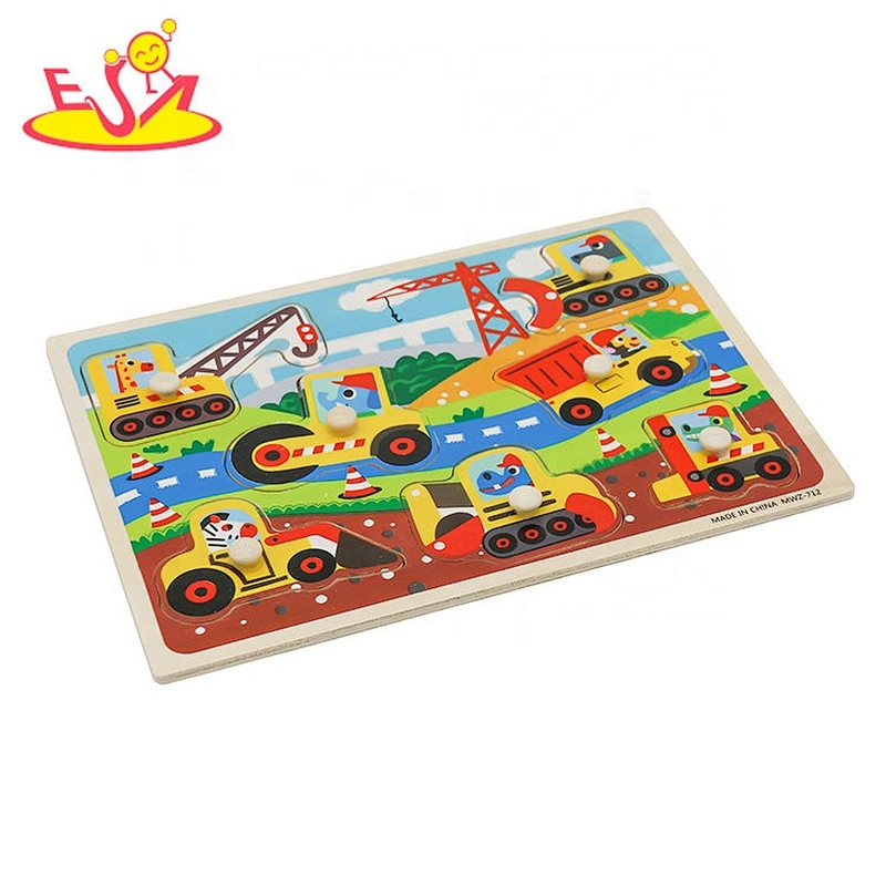 2020 Customize kids wooden car puzzle with knob W14M237