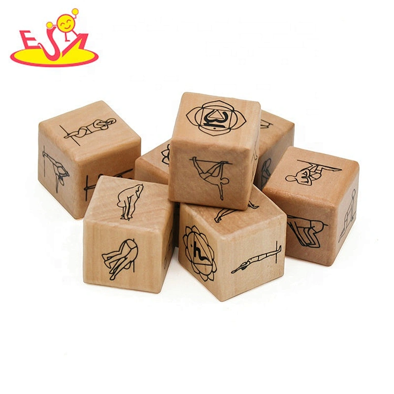 Customize 6PCS wooden yoga dice game for Exercise, Yoga, and Fitness W01A360
