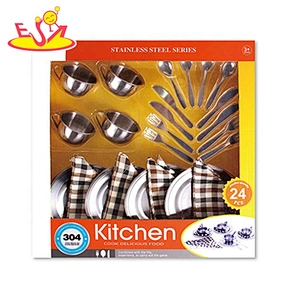 wholesale 24 PCS metal toy kitchen pots and pans for toddlers M03A004