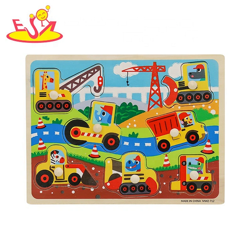 2020 Customize kids wooden car puzzle with knob W14M237