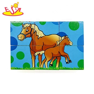 Customize educational 6 piece wooden cube block for children W14F071