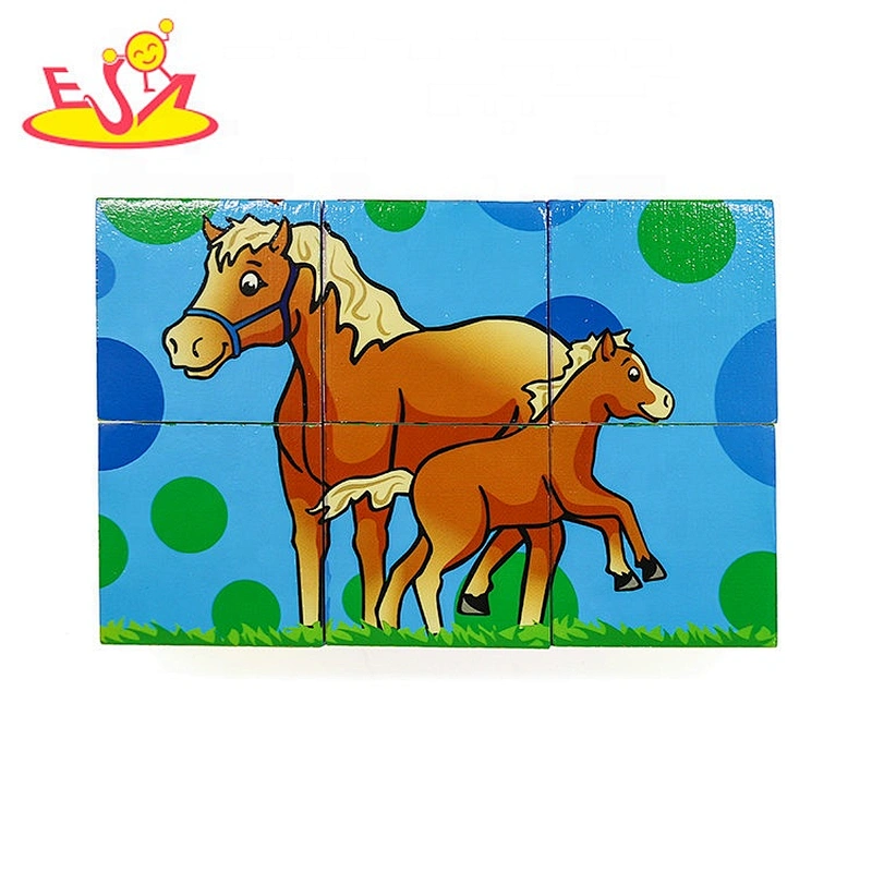 Customize educational 6 piece wooden cube block for children W14F071