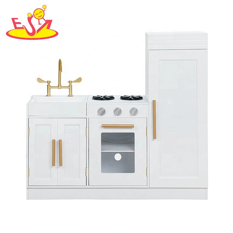 On sale pretend wooden white kitchen set toys for children W10C479B