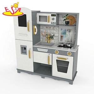 Customize children grey wood kitchen toy with drinking fountain W10C597F
