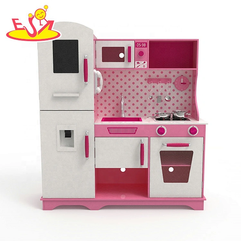 Customize multifunction pink wooden kitchen play set for girls W10C597D