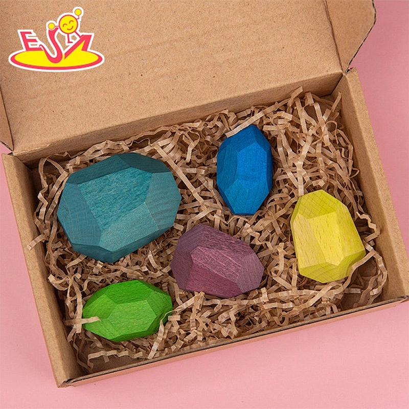 Customize 16PCS stone shape wooden large building blocks for kids W13D301