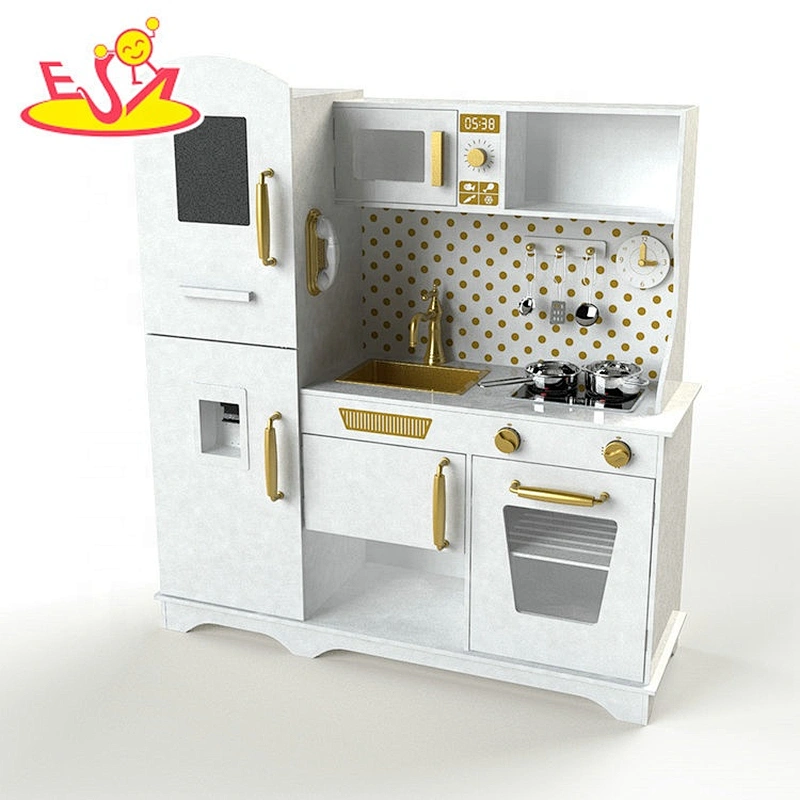 Customize white wooden girls kitchen set toys with drinking fountain W10C597C