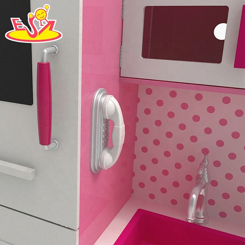 Customize multifunction pink wooden kitchen play set for girls W10C597D