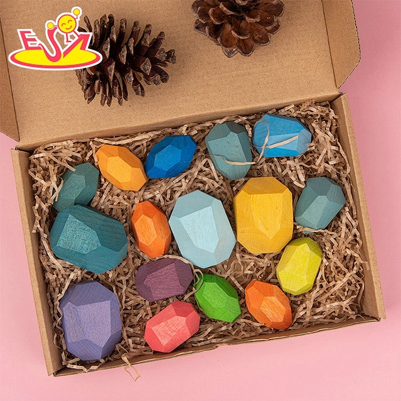 Customize 16PCS wooden stone building blocks toy for children W13D300