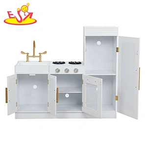 On sale pretend wooden white kitchen set toys for children W10C479B