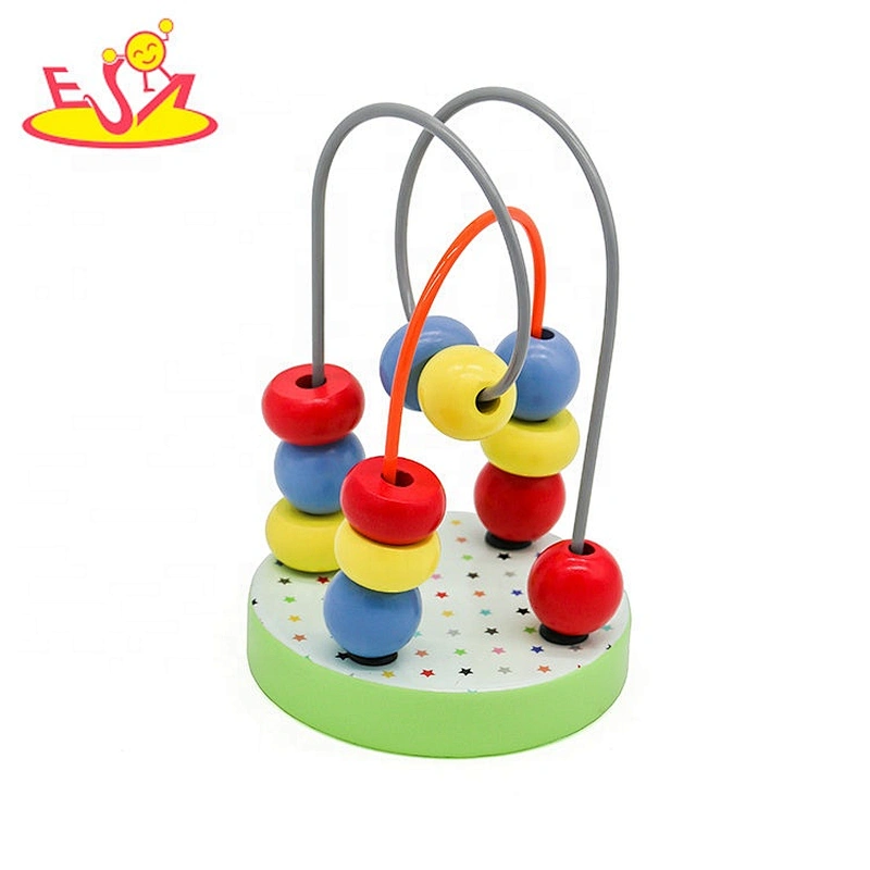 Customize colored mini wooden wire bead maze toys for baby W11B261