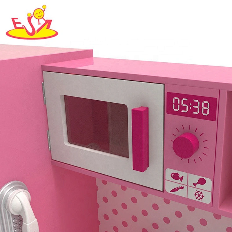 Customize multifunction pink wooden kitchen play set for girls W10C597D