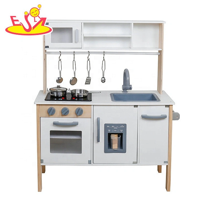 2020 New released kids wooden pretend play kitchen toys with electronic function W10C467D