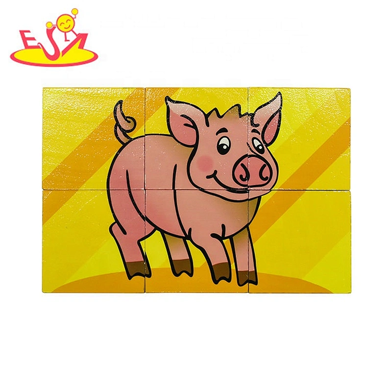 Customize educational 6 piece wooden cube block for children W14F071