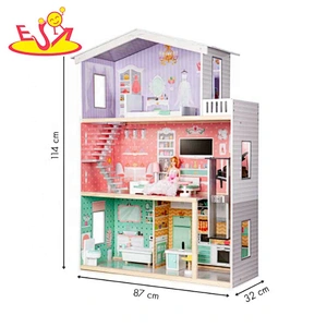 Customize pretend play wooden dollhouse miniature toy for kids W06A397