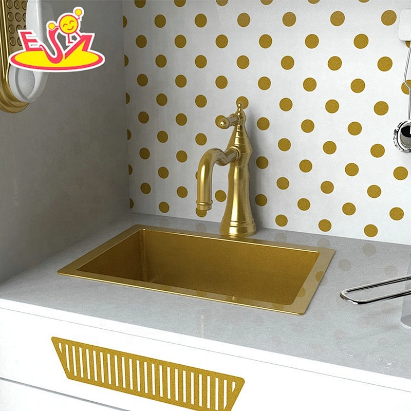 Customize white wooden girls kitchen set toys with drinking fountain W10C597C