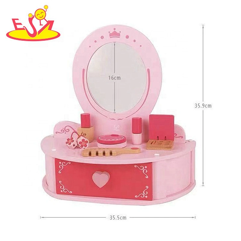 Customize pink wooden toy makeup table for girls W08H133