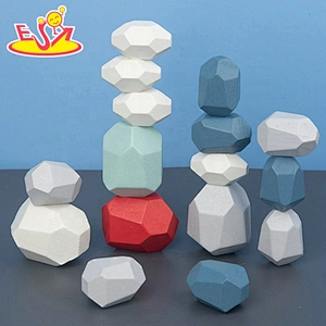 Customize 21PCS stone face wooden stacking blocks for kids W13D298